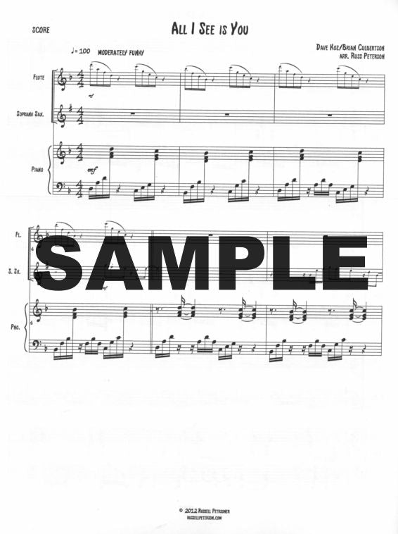Koz, Dave - Arranged by Russell Peterson All I See is You For Flute, Soprano Saxophone and Piano
