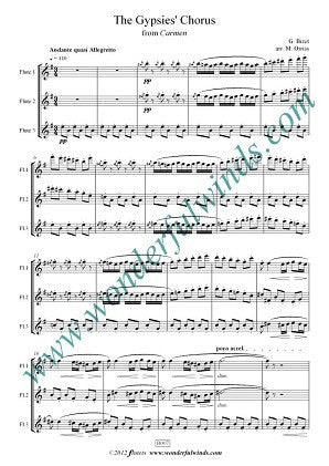 Bizet/Orriss The Gypsies Chorus from Carmen for flute trio - Digital Download