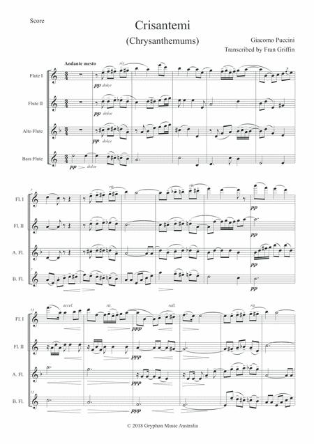 Griffin, Fran - Puccini - Crisantemi (Chrysanthemums) for flute quartet (Instant Download)