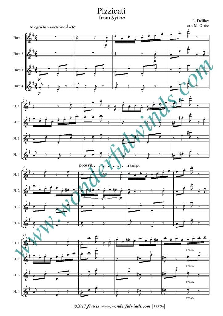 Delibes - Pizzicatai (Sylvia) for quartet - Digital Download