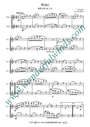 Chopin - 2 Waltzes for two flutes - Digital Download