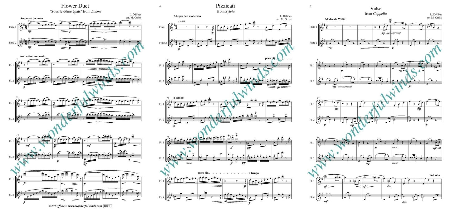 Delibes, L. Three Pieces - for two flutes - Digital Download