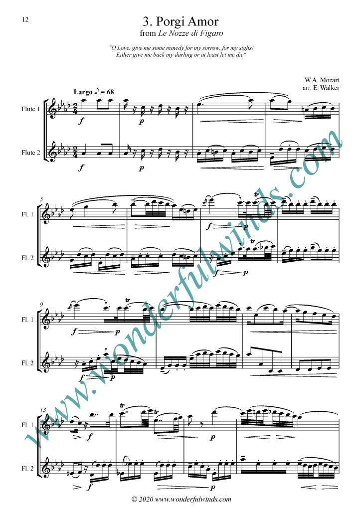 Mozart - Three Amoroso Arias for two flutes - Digital Download