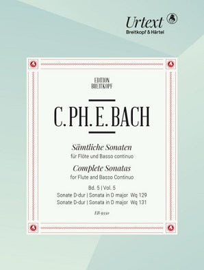 CPE Bach Complete Sonatas Vol 5 Sonatas in D major Wq 129 and in D major Wq 131 (DIGITAL EDITION)