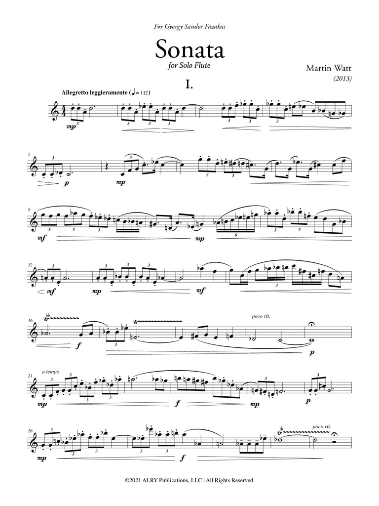 Watt - Sonata for Solo Flute