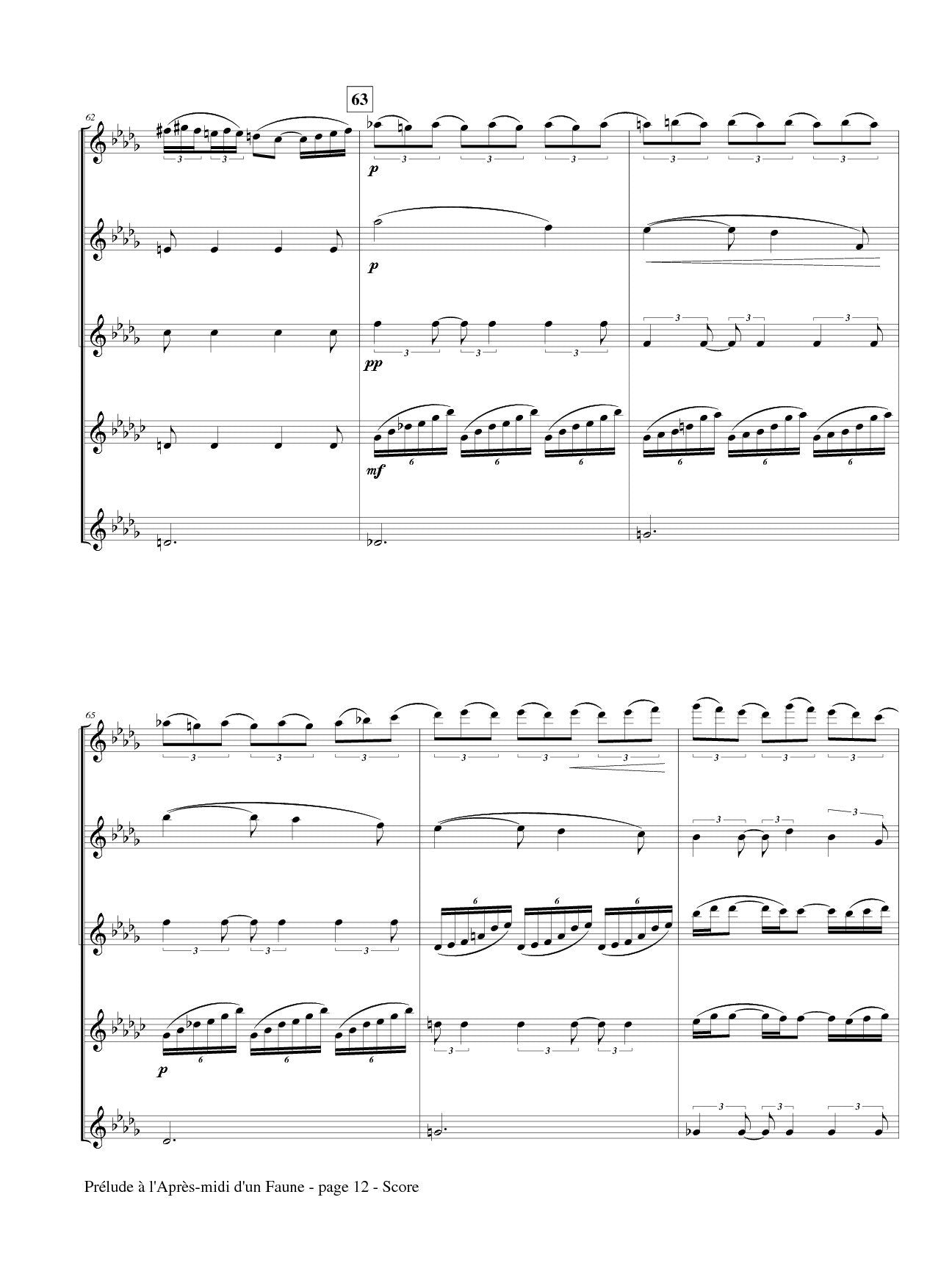 Debussy, Claude - Prélude à l'Après-midi d'un Faune (Prelude to the Afternoon of a Faun) for Flute Quintet