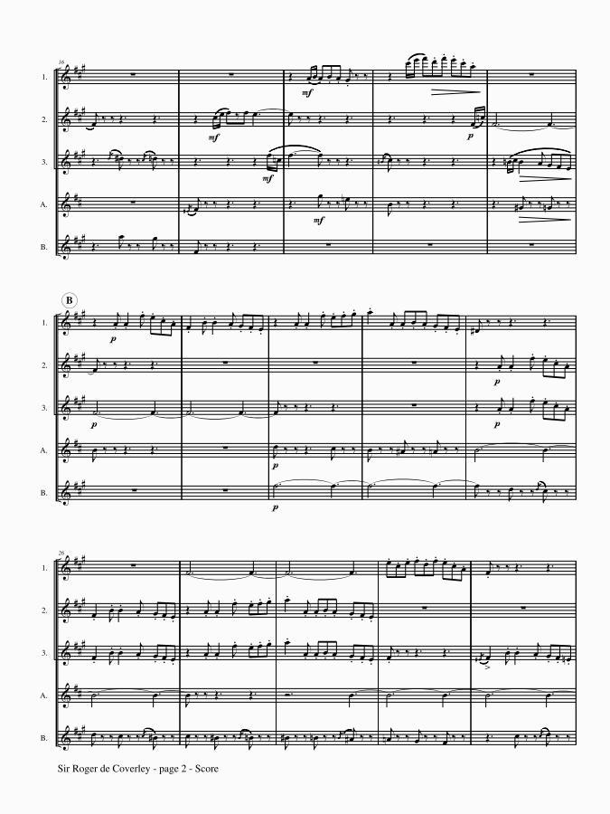 Bridge, Frank - Sir Roger de Coverley - A Christmas Dance for Flute Quintet