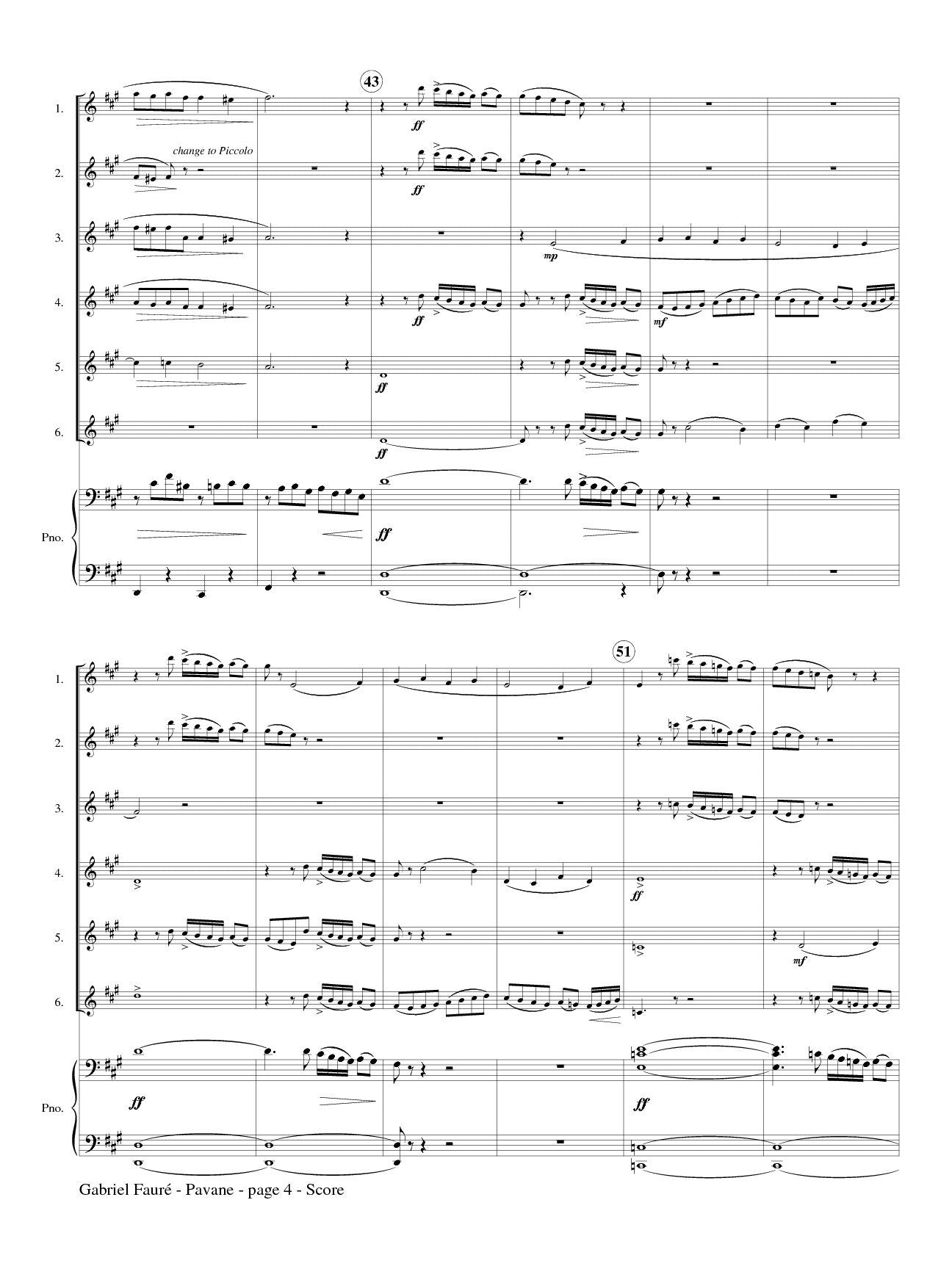 Faure, Gabriel - Pavane for Flute Choir and Piano