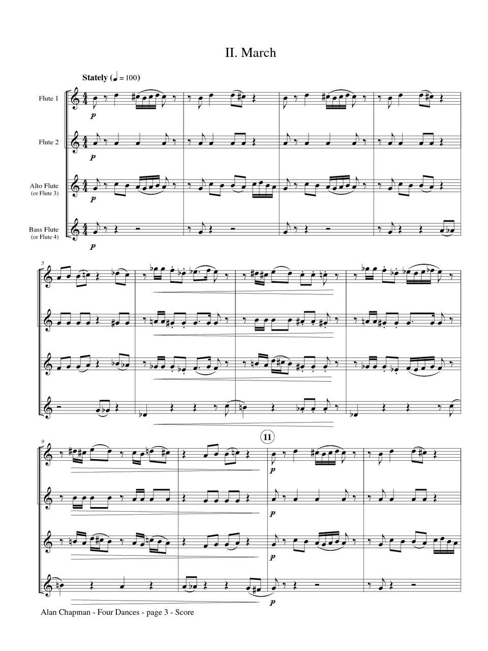 Chapman - Five dances for 4 flutes