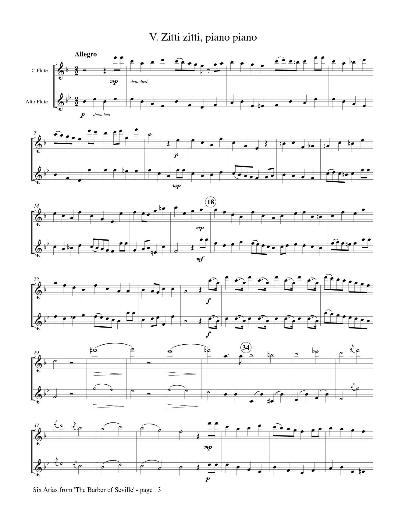 Rossini - Six Arias from The Barber of Seville for C Flute and Alto Fl