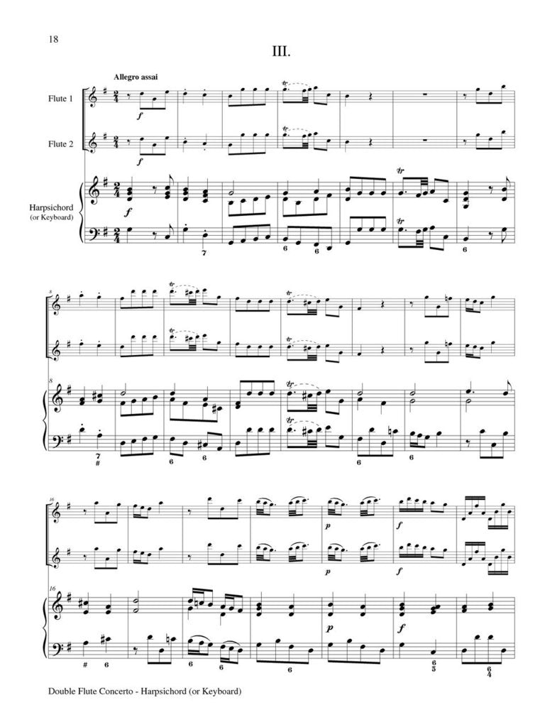 Quantz - Double Flute Concerto in G Major (Two Flutes and Piano)