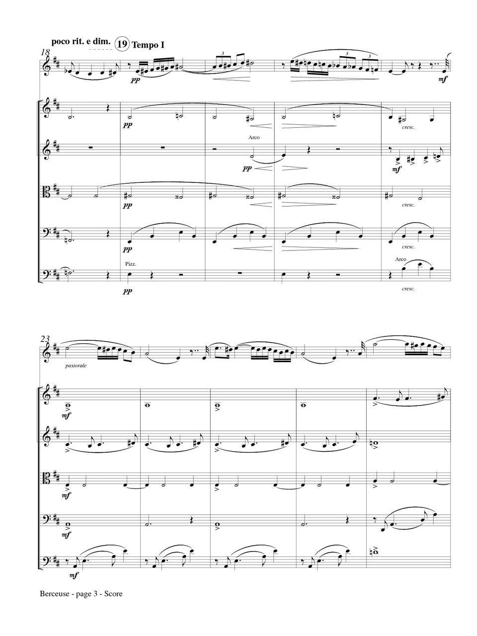 Mouquet (ed. Johnston) - Berceuse (Flute and Strings)