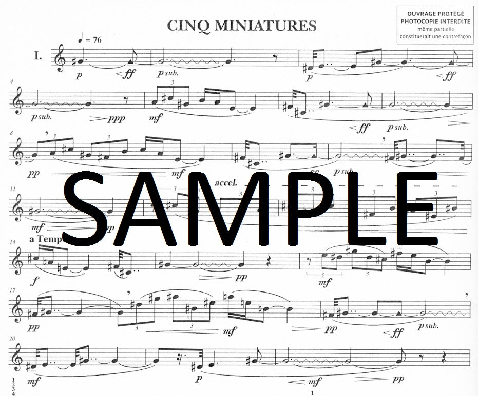 Hersant , P - Five miniatures for solo alto flute