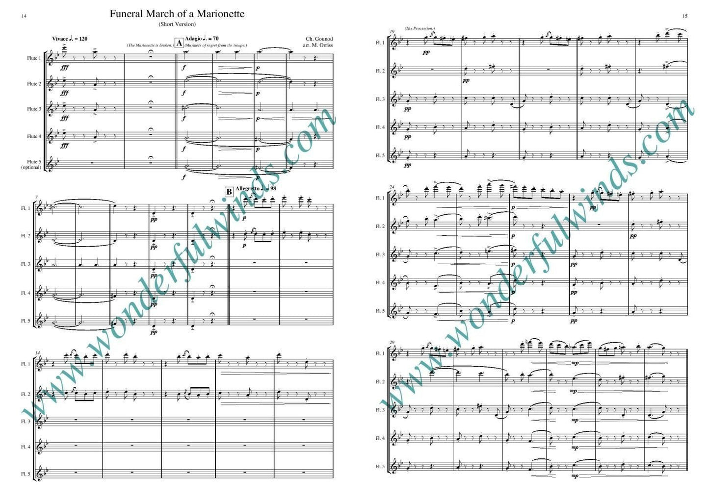 Gounod - Funeral March of a Marionette - Quartet or Quintet - Digital Download