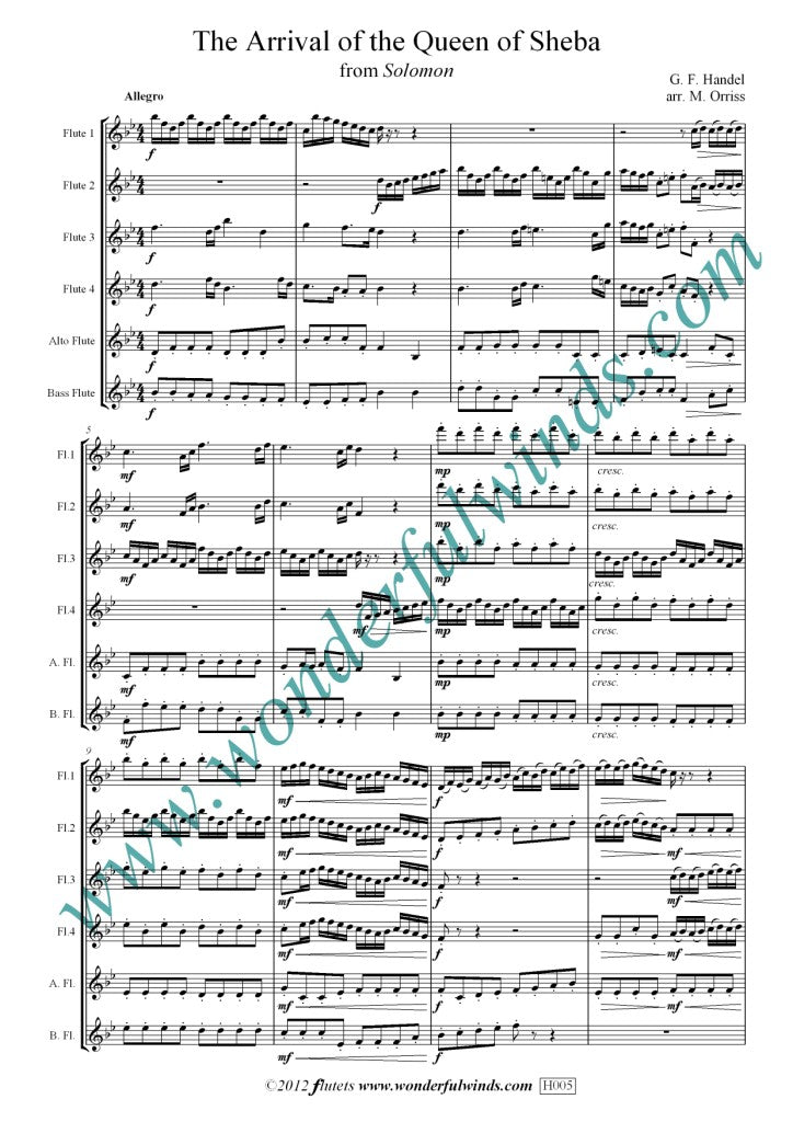 Handel - The Arrival of the Queen of Sheba flute choir