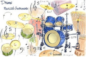 Greetings Card - Drums Design