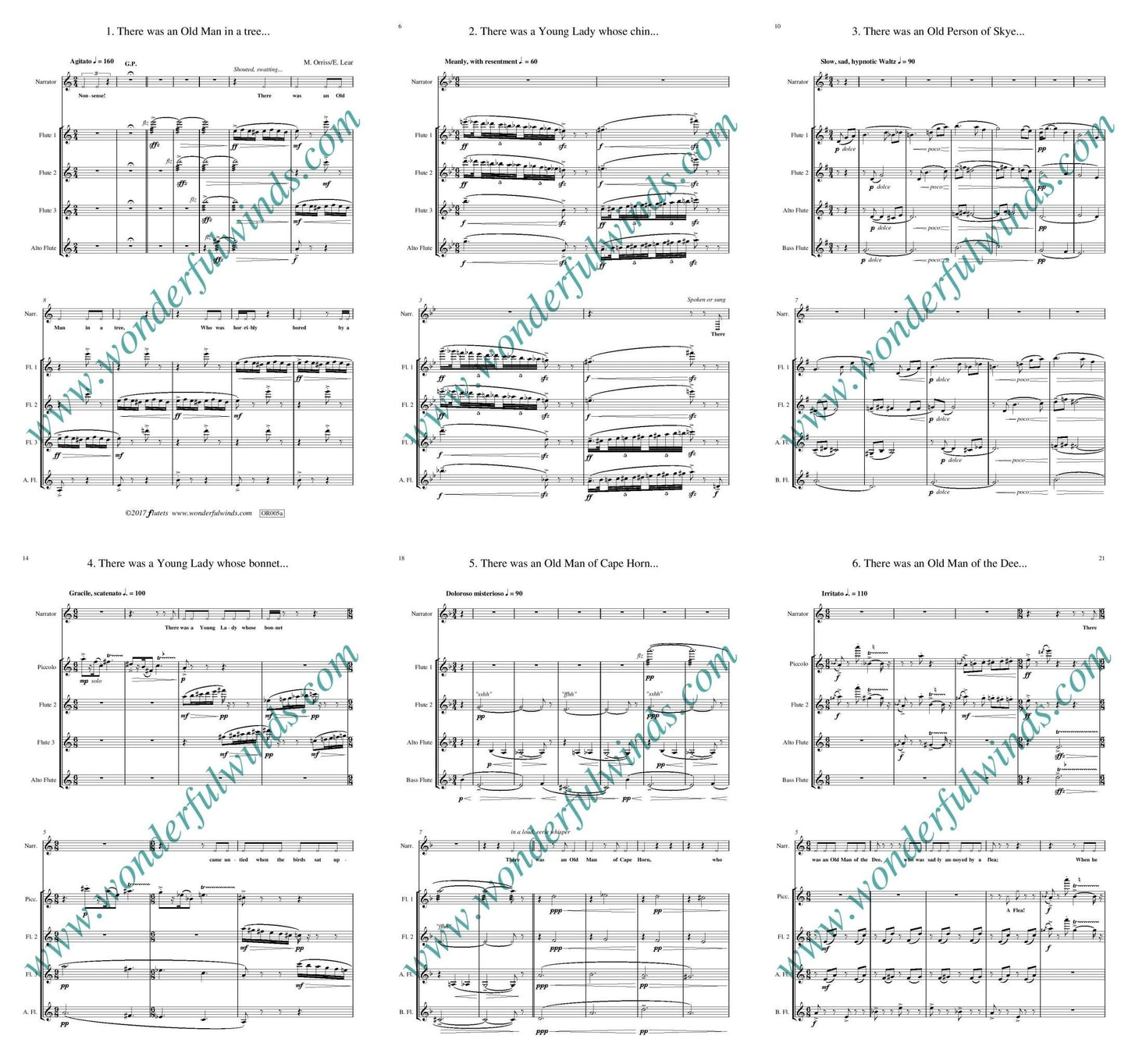 Orriss/Lear - Nonsense 4 flutes and Narrator - Digital Download