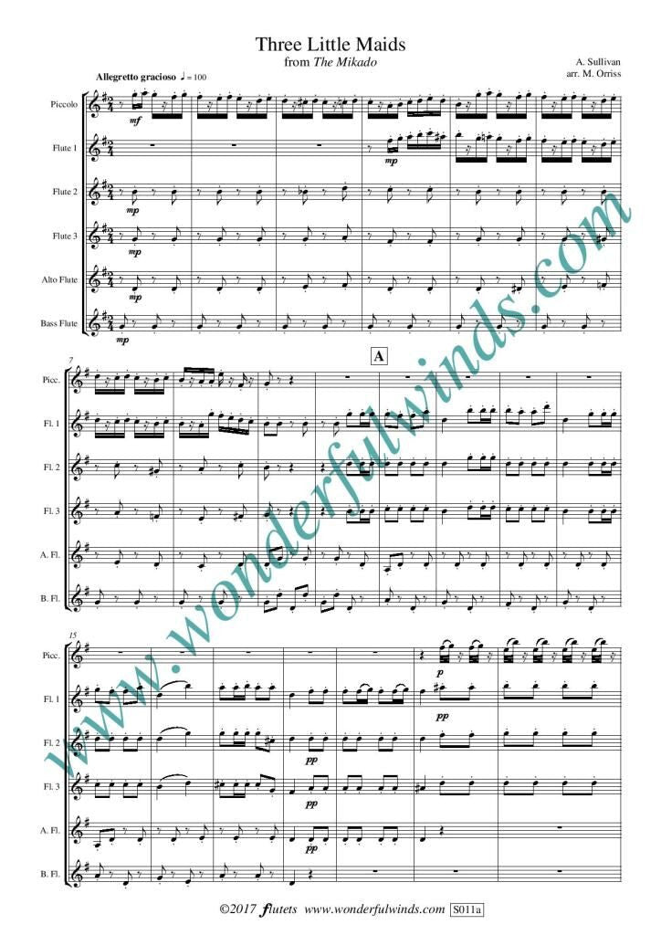 Sullivan/Orriss - Three Little Maids from The Mikado for flute choir - Digital Download