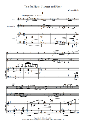 Miriam Hyde - Trio for flute, clarinet and piano