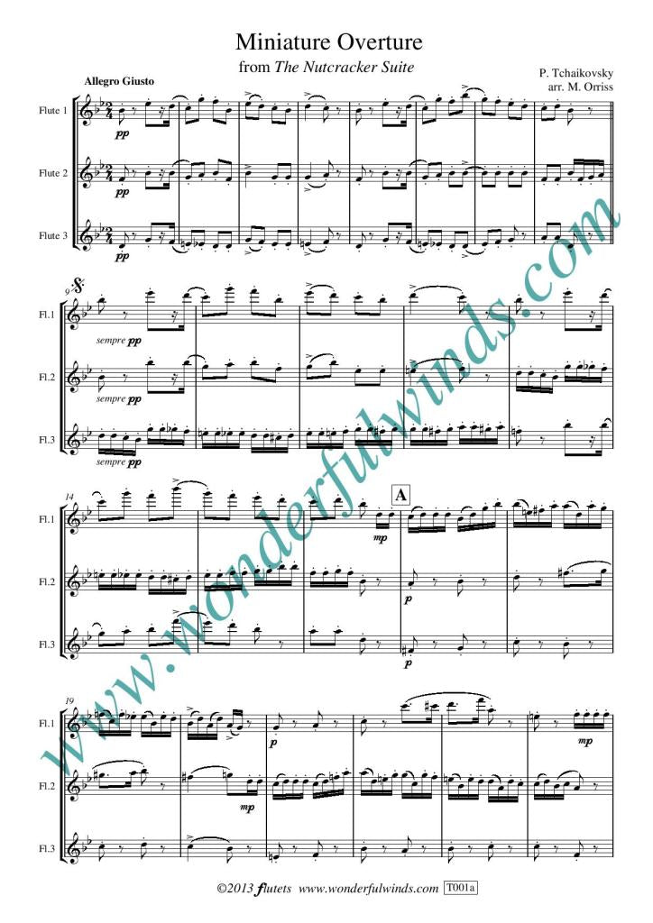 Tchaikovsky: Miniature Overture (Nutcracker) for three flutes - Digital Download