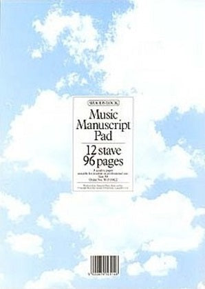 Music Manuscript Pad, 12 Stave 96 Pages