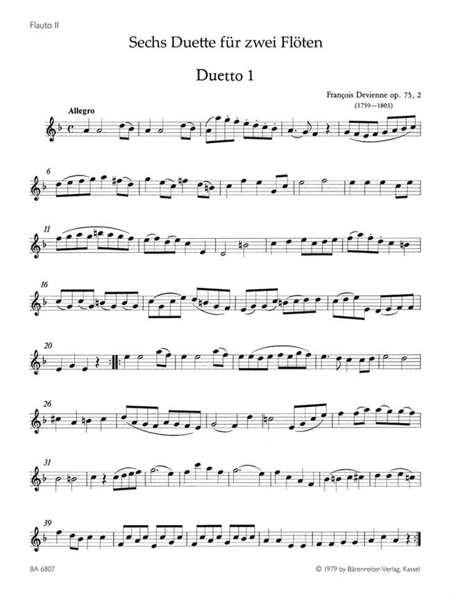 Devienne Francois Duets (6), Op.75/2 (F maj, G maj, D min, G maj, B-flat, G min).