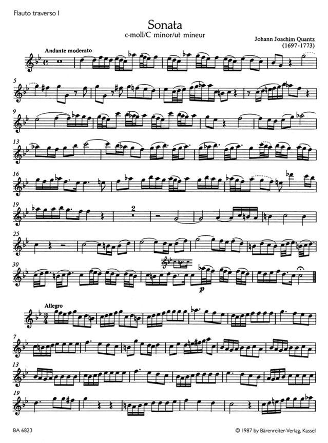 Quantz Johann Joachim Trio Sonata in C minor. First edition.