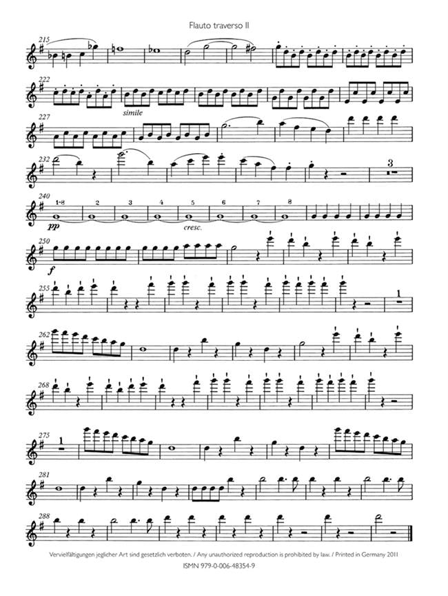 Mozart Wolfgang Amadeus Marriage of Figaro Overture arranged for Flutes.