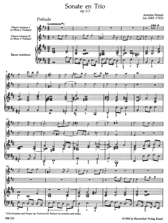 Dornel Antoine Trio Sonata in B minor, Op.3/3.