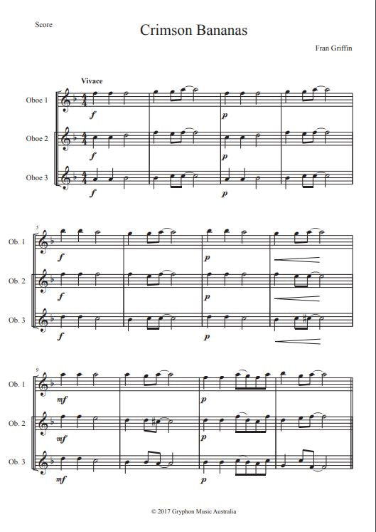Griffin, Fran - Crimson Bananas for Oboe trio (Instant Download)