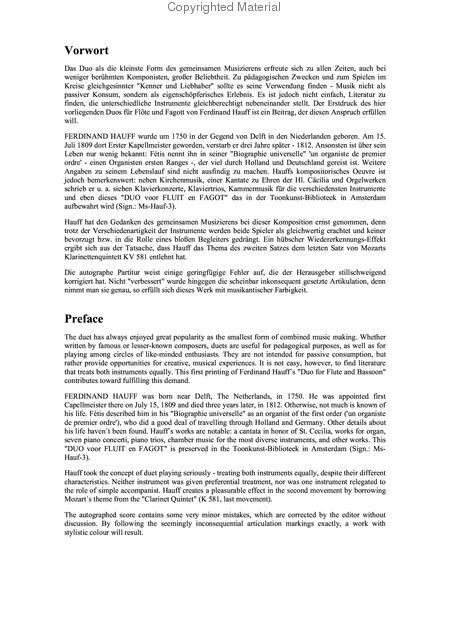 Hauff, Ferdinand - Duo for flute and bassoon