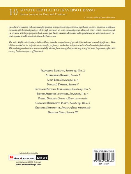 10 Italian Sonatas for Flute and Continuo (A cura di Cesare Fertonani)