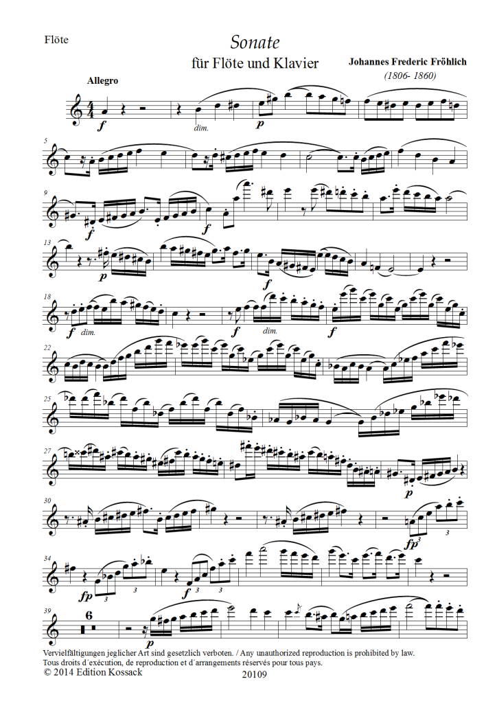 Fröhlich - flute sonata in A minor