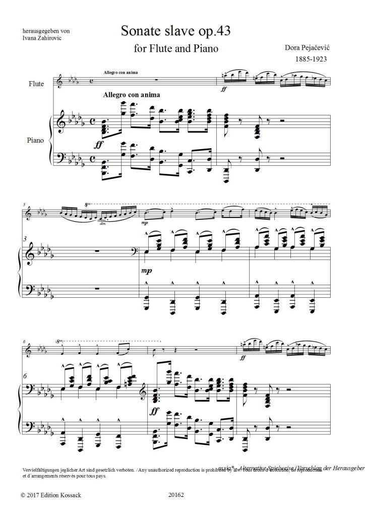 Pejacevic - Sonata in B minor for flute and piano