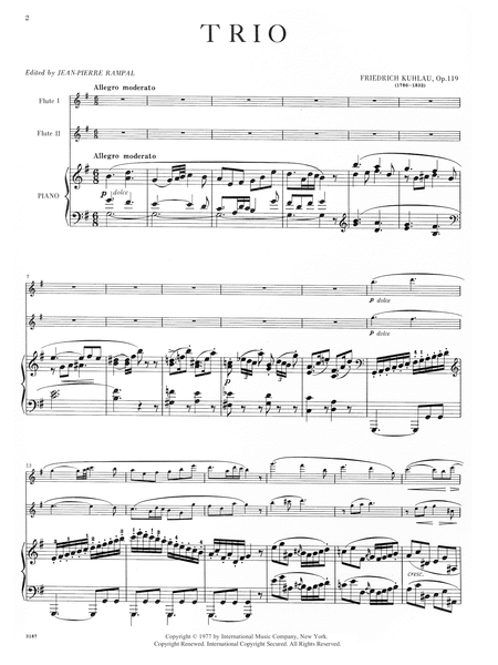 Kuhlau ,Friedrich - Trio in G Major op 119 for flute, cello and piano (IMC)