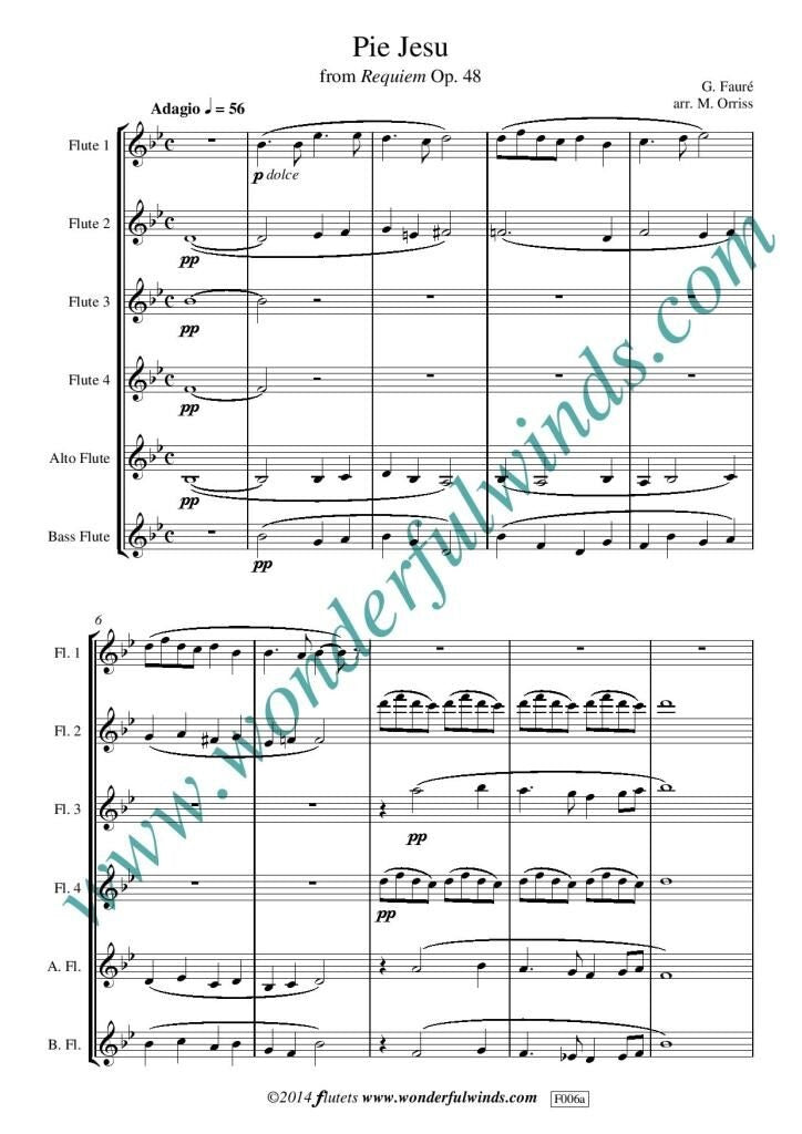 Faure/Orriss - Pie Jesu for 6 flutes - Digital Download