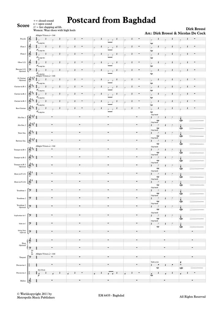 Brosse - Postcard from Baghdad (Full Score and Parts)