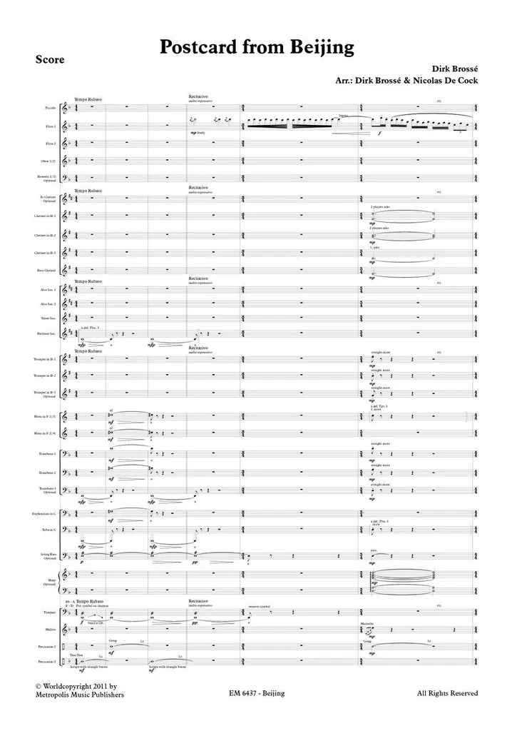Brosse - Postcard from Beijing (Full Score and Parts)