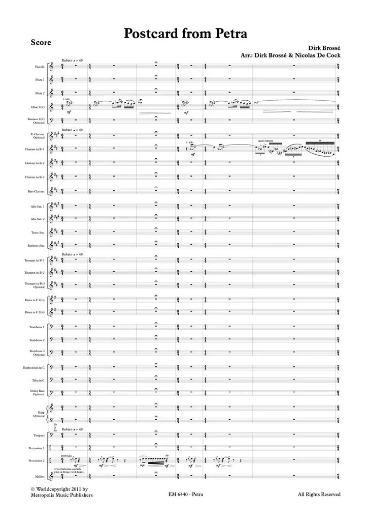 Brosse - Postcard from Petra (Full Score and Parts)