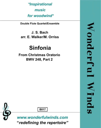 Bach, J. S. - Sinfonia (Christmas Oratorio BWV 248) for double flute quartet/ensemble-   Digital Download