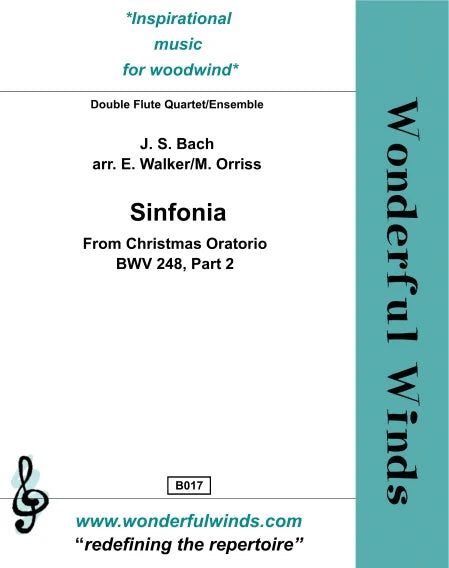 Bach, J. S. - Sinfonia (Christmas Oratorio BWV 248) for double flute quartet/ensemble-   Digital Download