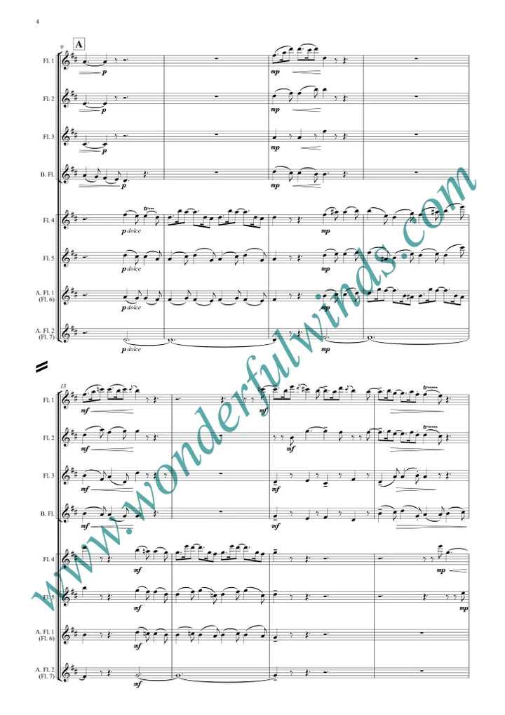 Bach, J. S. - Sinfonia (Christmas Oratorio BWV 248) for double flute quartet/ensemble-   Digital Download