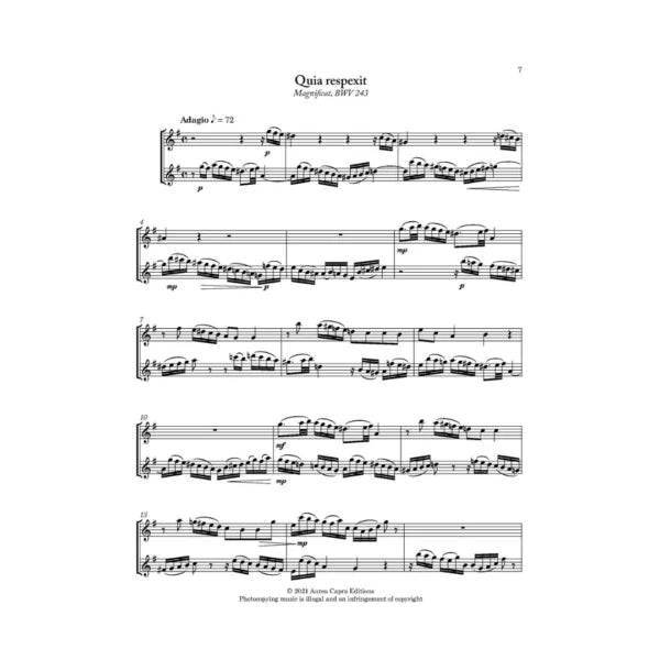 Six Arias from the Cantatas for two violins and piano - Digital Downloads