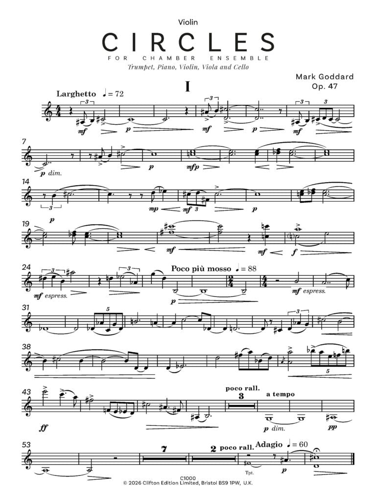 Goddard Mark - Circles for Chamber Ensemble Five Orbits for Chamber Ensemble- Digital Download