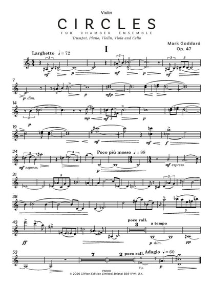 Goddard Mark - Circles for Chamber Ensemble Five Orbits for Chamber Ensemble- Digital Download
