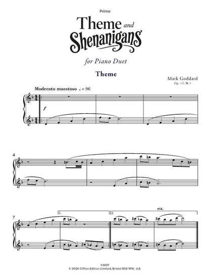 Godard, M - Theme and Shenanigans - Piano Duets and solos (Digital Download)