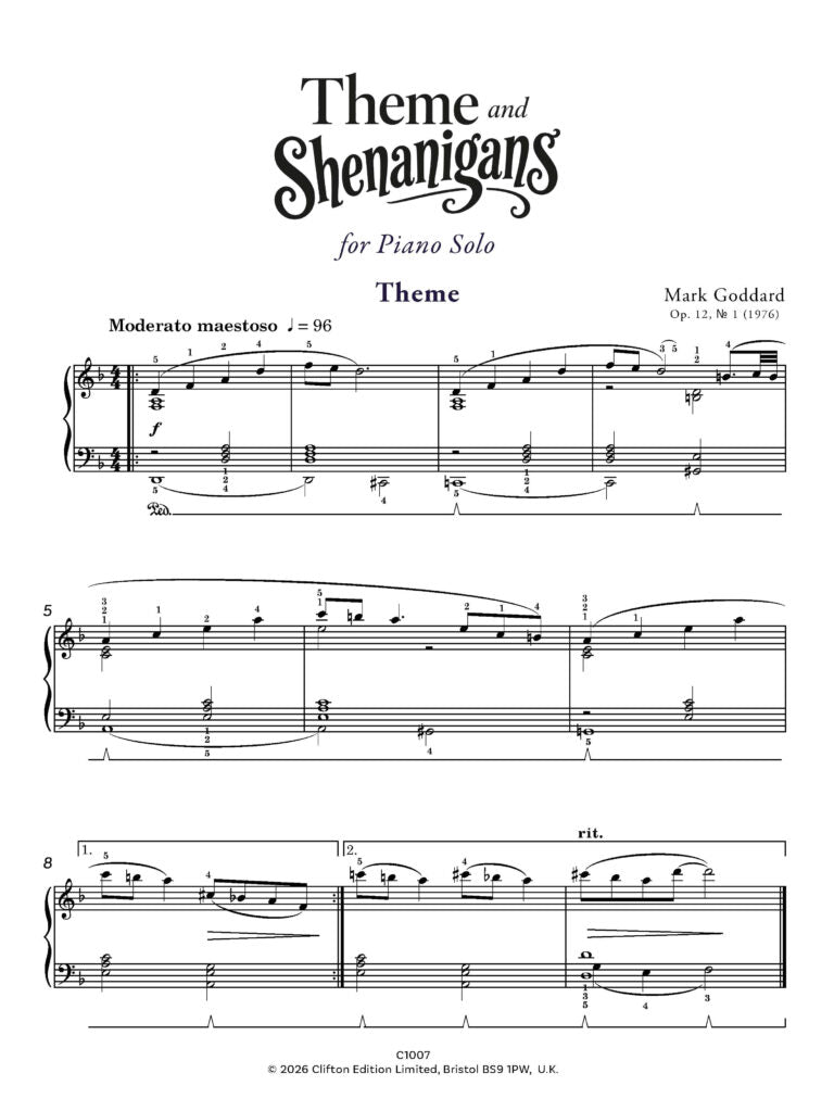 Godard, M - Theme and Shenanigans - Piano Duets and solos (Digital Download)
