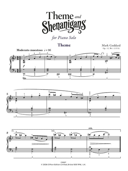Godard, M - Theme and Shenanigans - Piano Duets and solos (Digital Download)