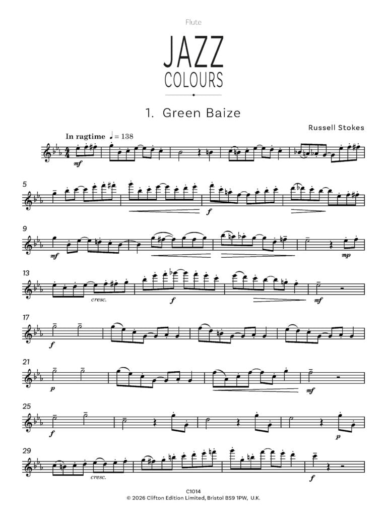 Stokes, Russell - Jazz Colours for Flute and Piano- Digital Download