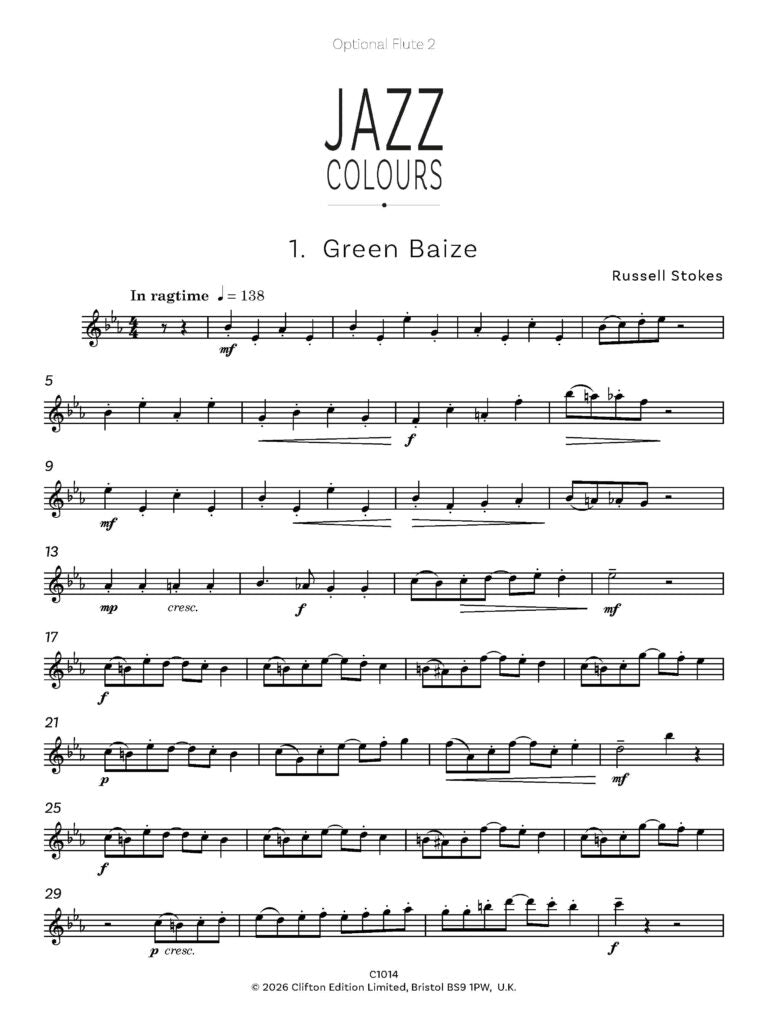 Stokes, Russell - Jazz Colours for Flute and Piano- Digital Download
